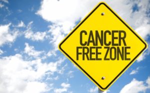 Cancer Free Zone sign with sky background