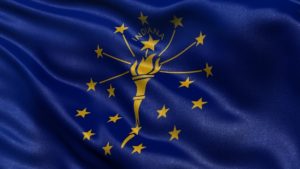 US state flag of Indiana with great detail waving in the wind.